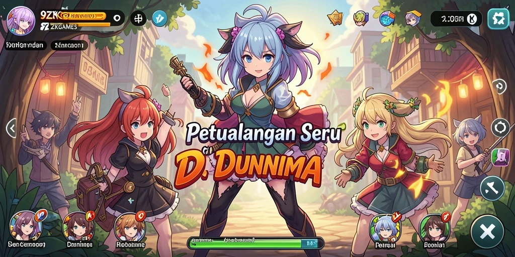 Tampilan menawan dari gameplay 9ZKGAMES dengan karakter anime.