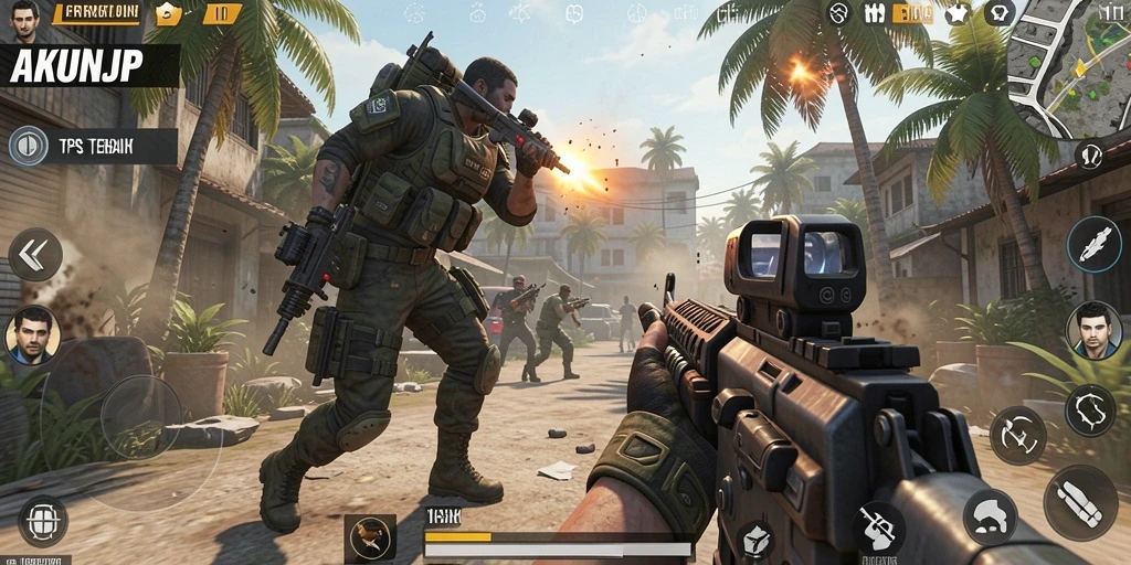 Tampilan gameplay AKUNJP yang intens dan penuh aksi.
