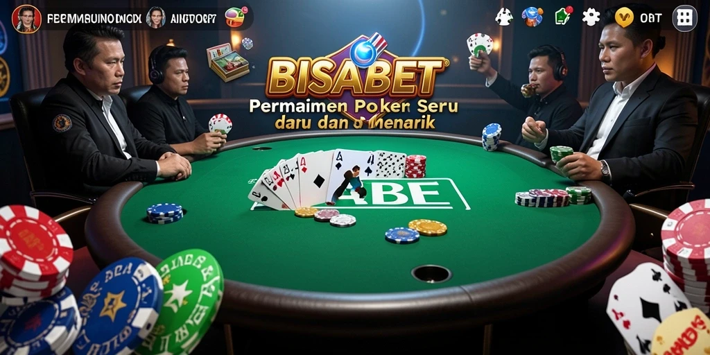 Screenshot utama BISABET menampilkan aksi poker yang mendebarkan.