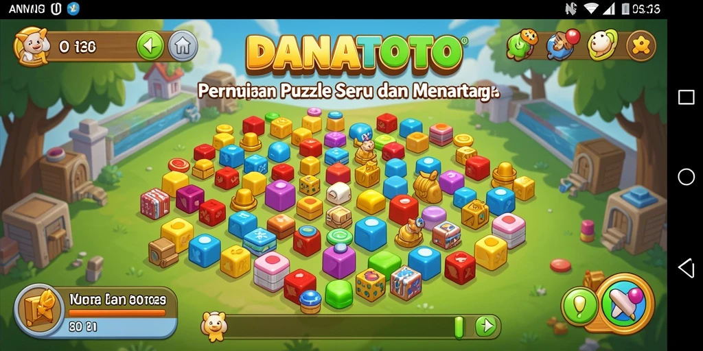Tampilan gameplay menantang dalam DANATOTO yang memicu kreativiitas.