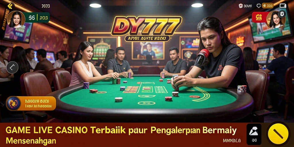 Screenshot gameplay Live Casino DY777 yang menampilkan dealer profesional.