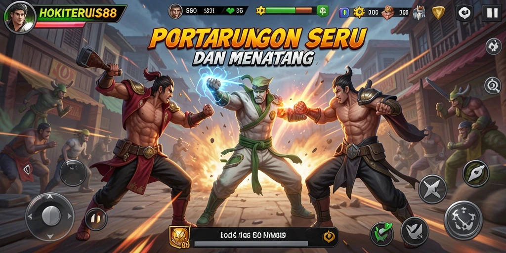 Tangkapan layar menampilkan pertarungan intens dalam HOKITERUS88.