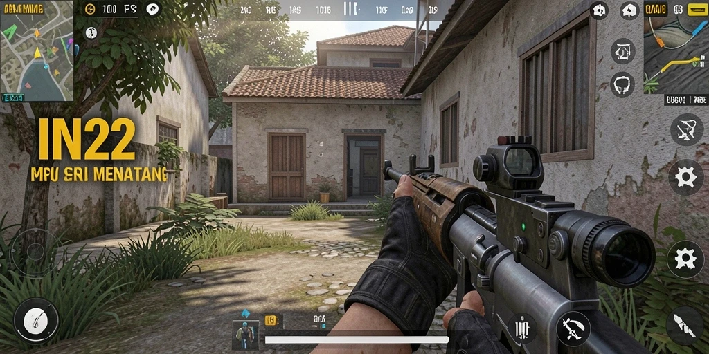 Screenshot gameplay IN22 menampilkan aksi tembak-menembak yang mendebarkan.