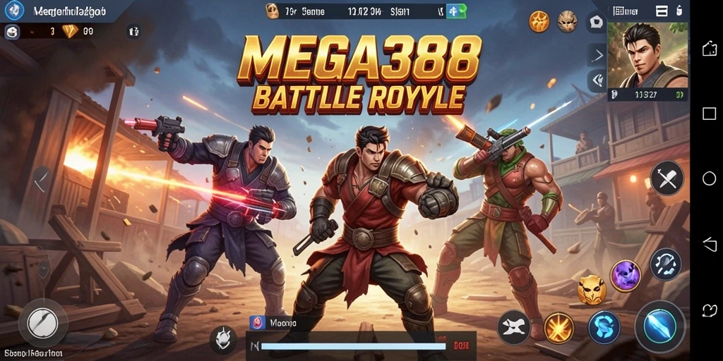 Tangkapan layar gameplay seru dari MEGA388 Battle Royale.