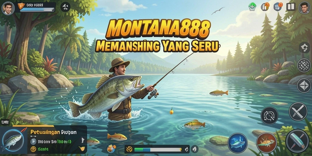 Screenshot dari gameplay MONTANA88 menampilkan aksi memancing seru.