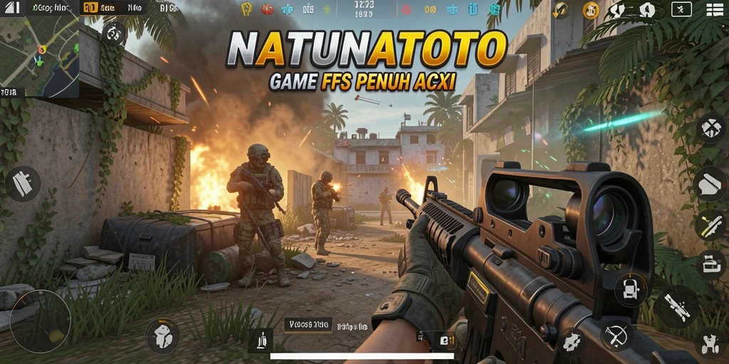 Gameplay NATUNATOTO yang penuh aksi dengan pertempuran mendebarkan.