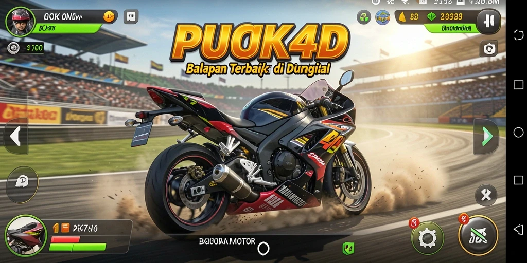 Screenshot utama <strong>PUCUK4D</strong> menampilkan aksi balapan motor yang mendebarkan.