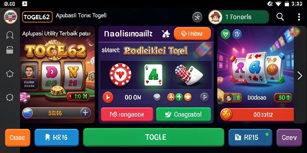 Tampilan antarmuka utama TOGEL62 dengan fitur prediksi togel yang intuitif.