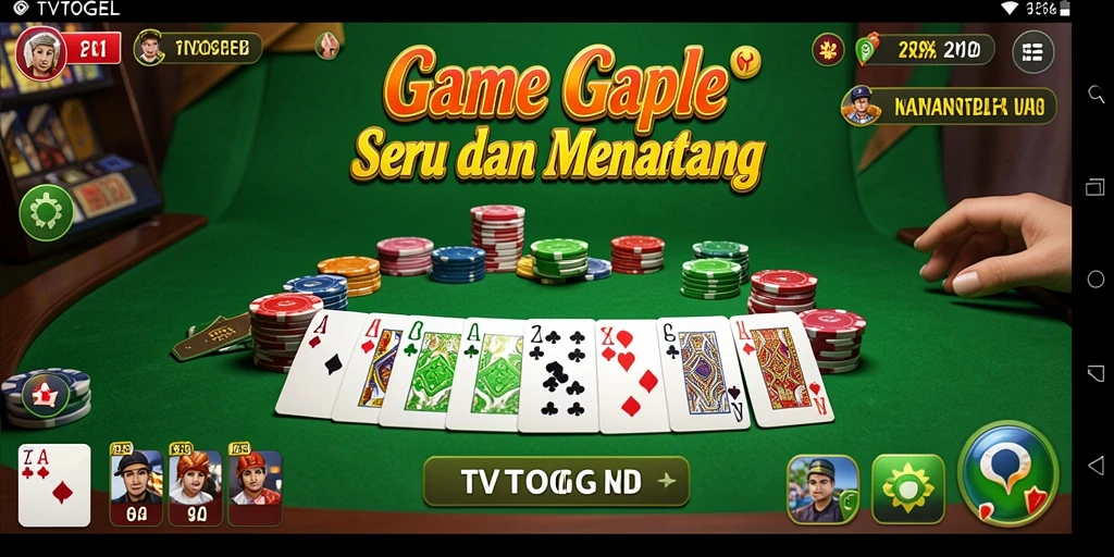 Tampilan gameplay seru dari TVTOGEL dengan kartu Gaple.