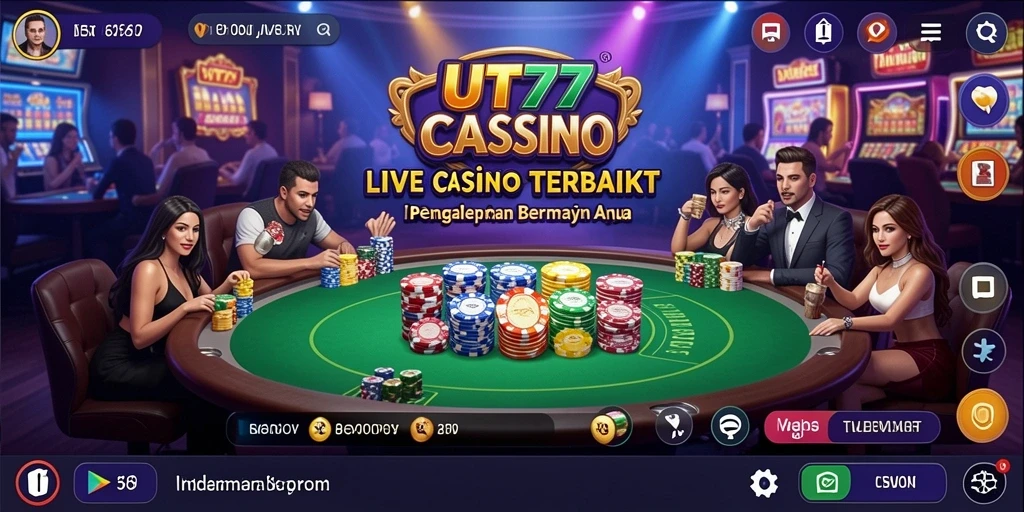 Tampilan gameplay UT77 yang mengesankan dengan dealer langsung di Live Casino.