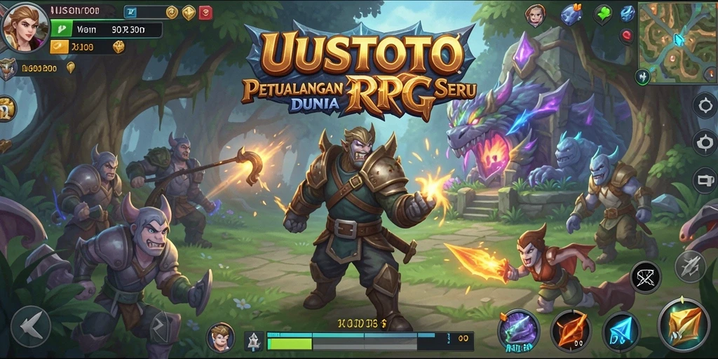 Screenshot gameplay UUSTOTO menunjukkan aksi pertarungan seru dalam RPG.